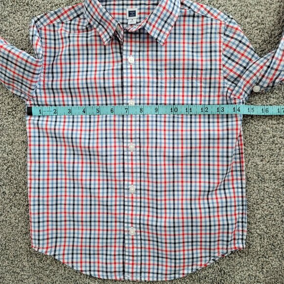Janie and Jack boys Red White Blue Button Down Shirt Size 5, Nice Pre-Owned Cond - Picture 6 of 8